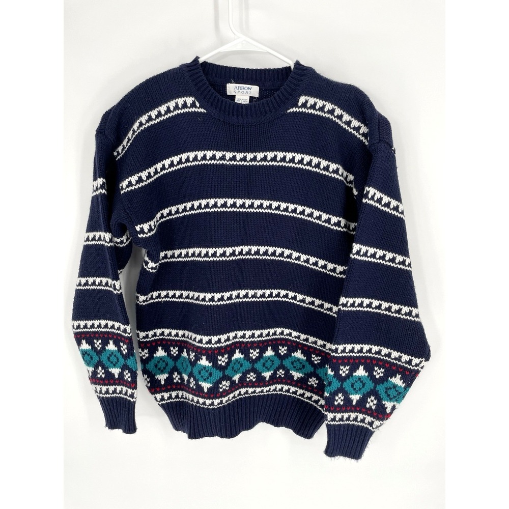 VTG Arrow Sport Mens Large Grandpa Sweater Multicolor Christmas‎ Theme